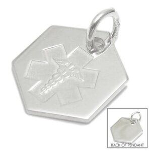 EXQUISITE STERLING SILVER PERSONALIZED MEDICAL PENDANT WITH NECKLACE OPTIONS